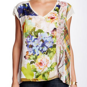 ARATTA Acacia Woven & Knit V-Neck Tee